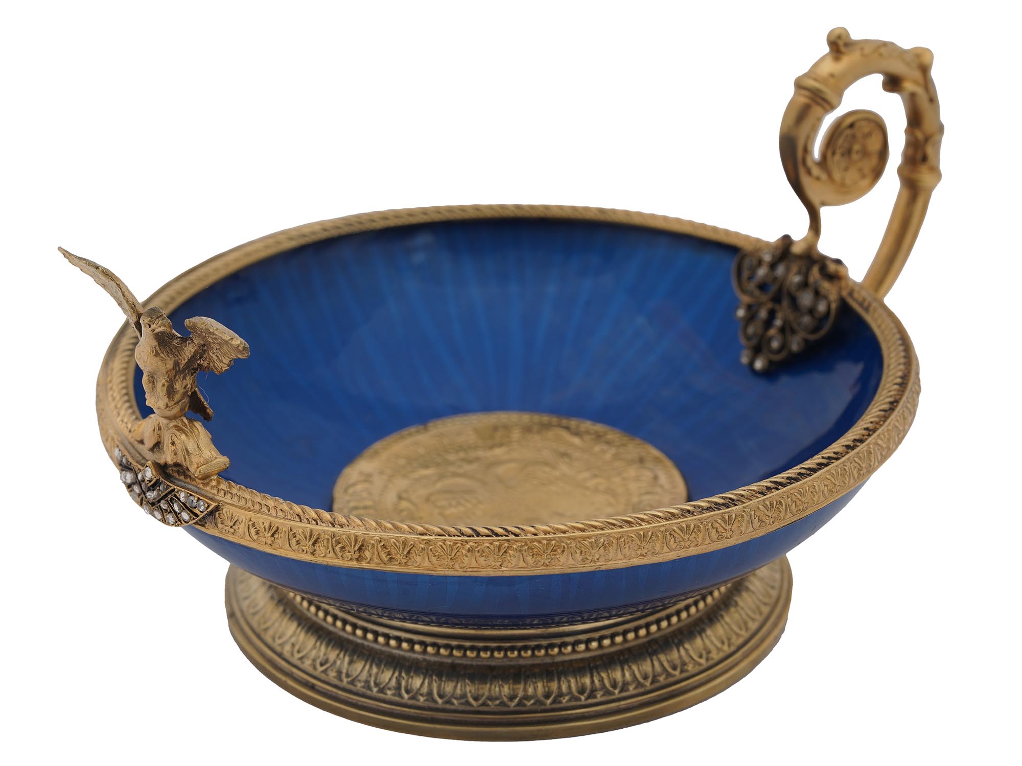 RUSSIAN NEOCLASSICAL GILT SILVER AND ENAMEL BOWL PIC-0